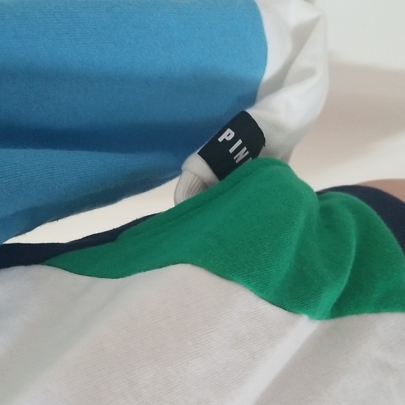 VICTORIA'S SECRET PINK zip front hoodie jacket | green, blue, white - Picture 3 of 5